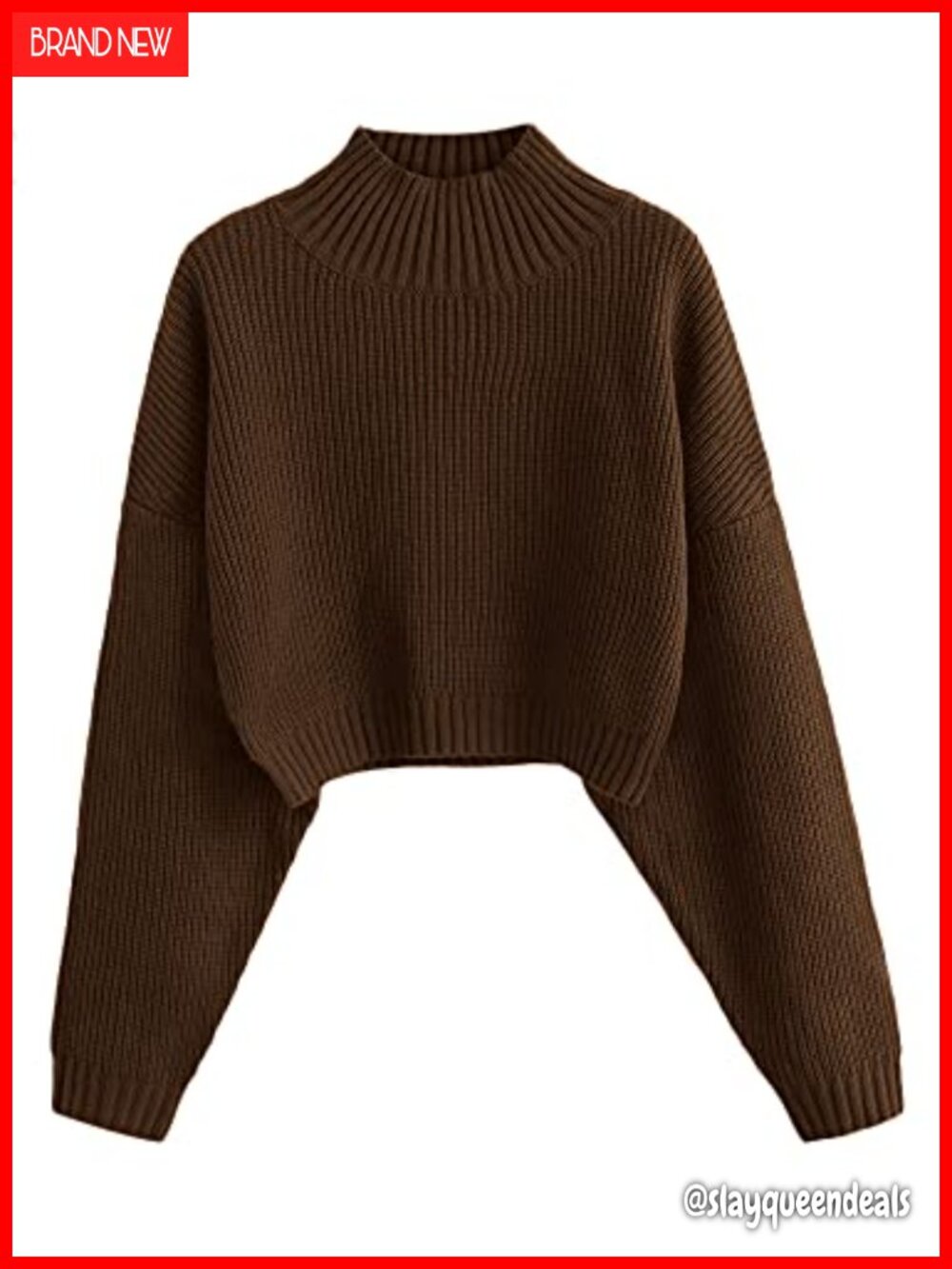Cropped Turtleneck Sweater Lantern Sleeve Ribbed Knit Pullover